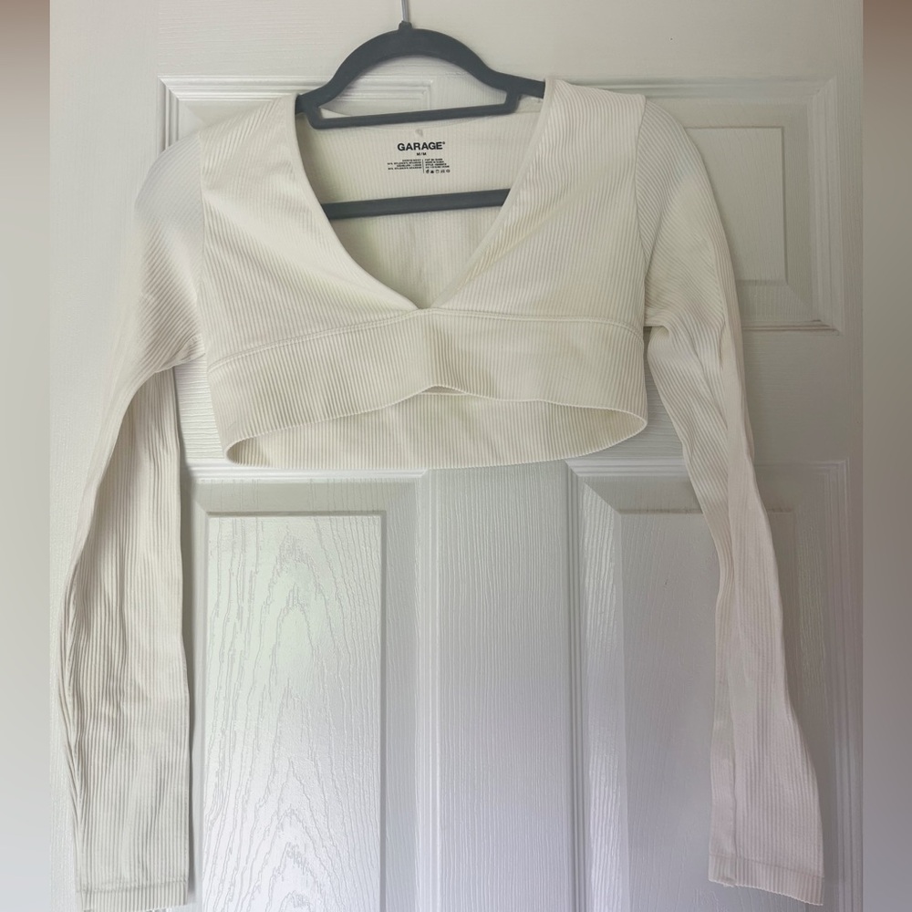 Garage | Scarlett Seamless Crop Top | White Ribbed | Size Medium